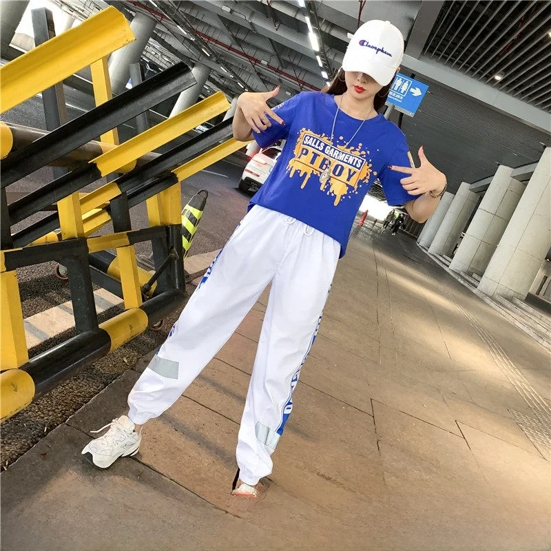 

Женский спортивный комплект для танцев и фитнеса, летний новый костюм для квадратных танцев Sle YaliPeng Ghost Step, хлопковая повседневная одежда