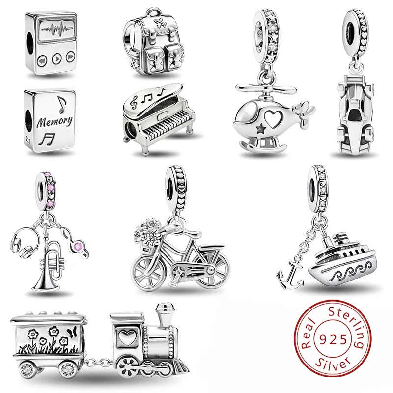 925 Sterling Silver Car Ship Helicopter Fashion Tool series Charms Beads Fit Original  Bracelets Bangles Fine Jewelry Gift