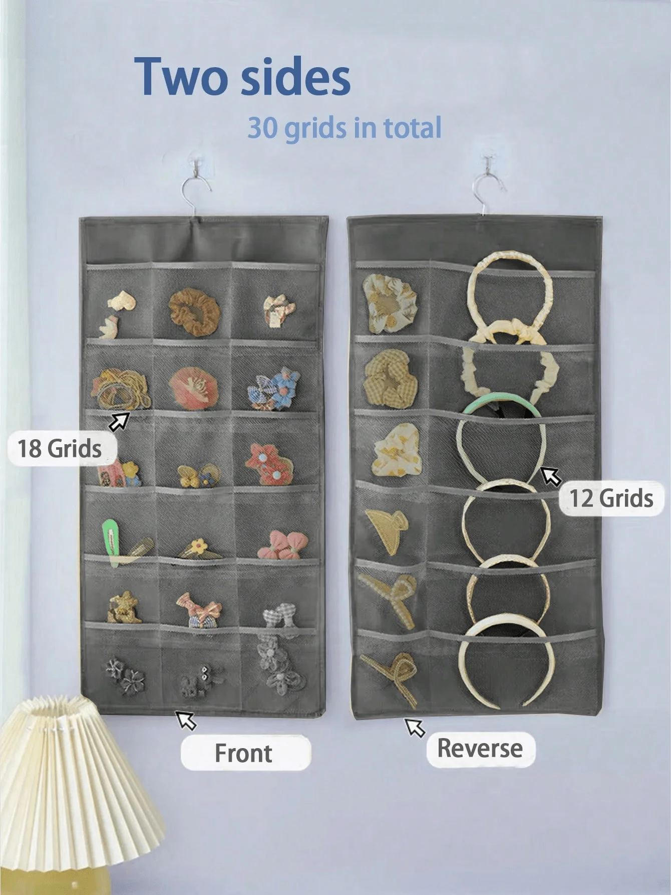 1 Multifunctional Hair Accessory Storage Rack, Hair Accessory Organizer, Wall-Mounted Storage Solution, Large Capacity Hair Clip Storage, Hanging Storage Bag for Hair Clips and Cosmetics, Suitable for Storing Hair Clips, Hair Bands, Hair Ties, Hair Hoops, Hairpins, Hair Accessories, Shark Clips, Cosmetics, Charging Cables, Socks, Underwear, and Other Daily Necessities, Foldable and Easy to Store, Convenient to Carry, Can Be Hung on the Wall, Door, or Wardrobe, Ideal Gift for Girlfriend or Mom