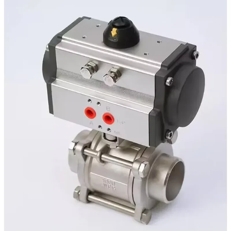 2 Inch 3 Piece Brass Ball Valve With Dual Acting Pneumatic Actuator Butt Weld End Water Control Industrial Pipe Fitting OEM