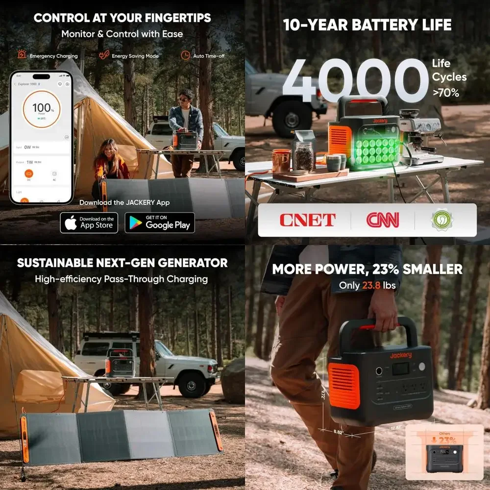 

Portable 1000W Power Station with 1070W Lipo Battery, Dual 1500W AC/100W USB-C Outputs, Ideal for Car, Generator, Camping, Emerg