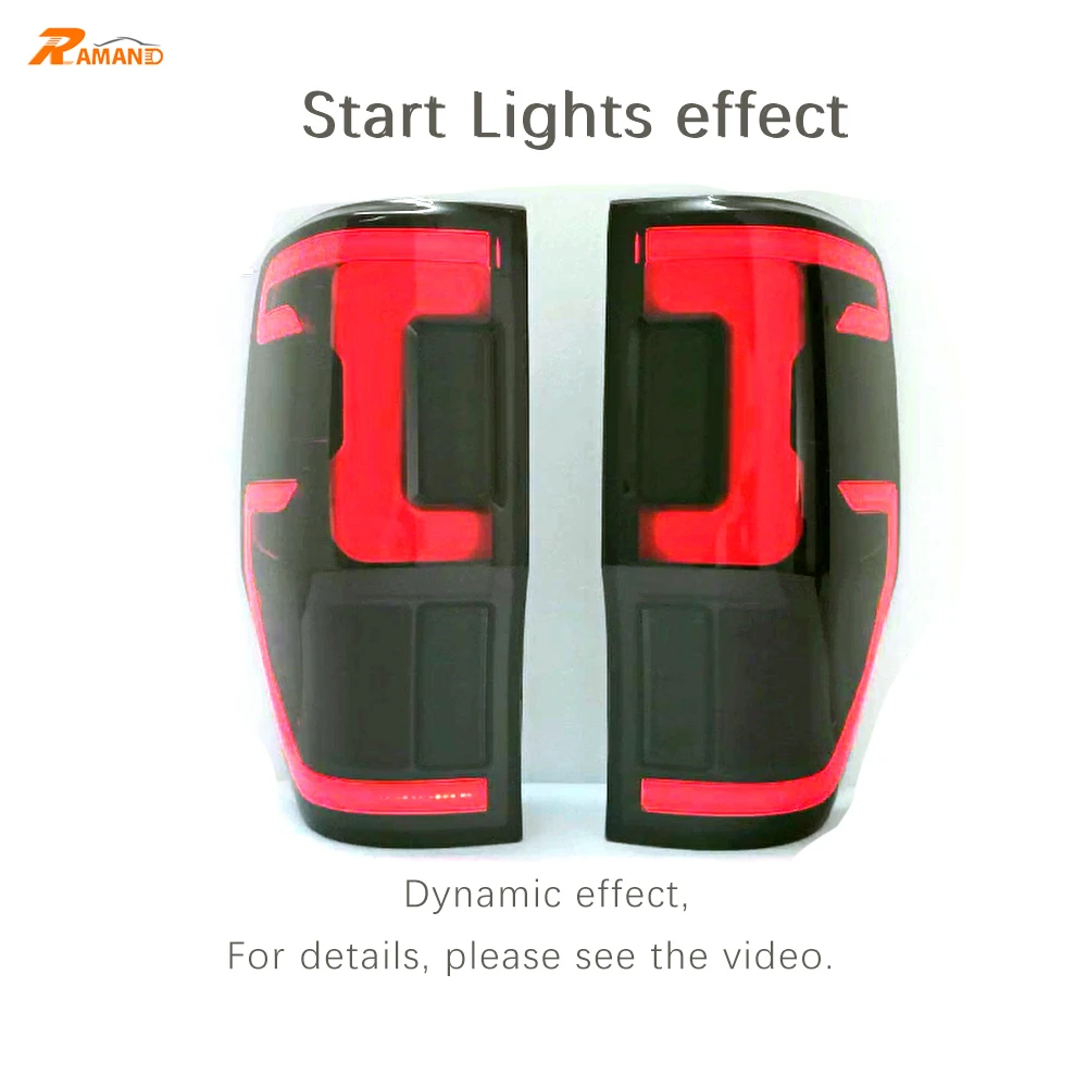 Luz trasera LED de marco negro de fábrica con efecto de arranque frío para Ranger T6 T7 T8 Raptor sistema de iluminación automática de nueva condición