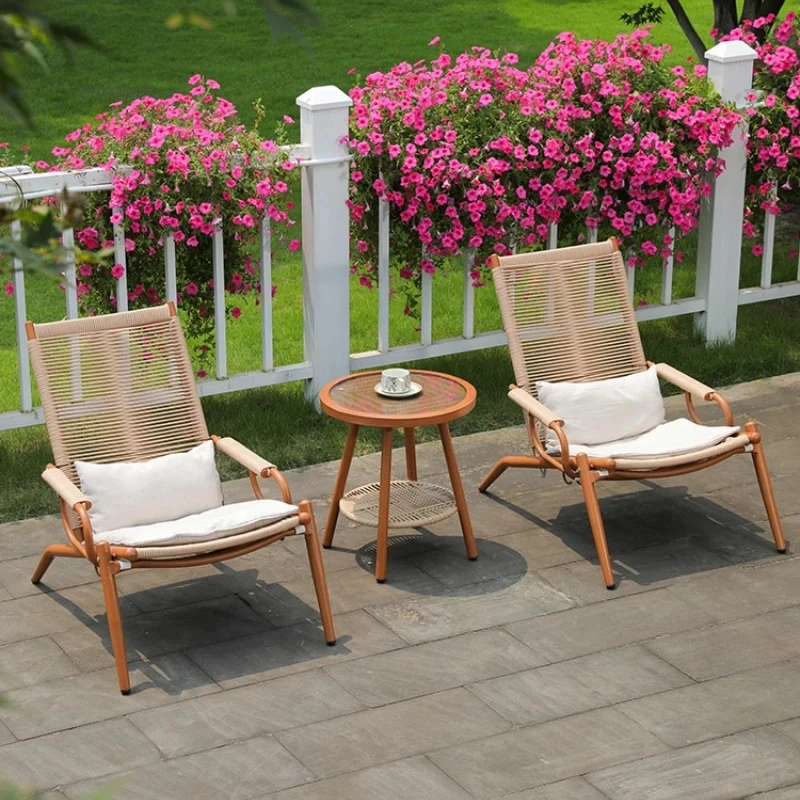 & Multifunctional Folding Sun Loungers Balcony Lazy Back Lounge Chair for Outdoor Furniture Patio Garden Lunch Break Rattan Chai