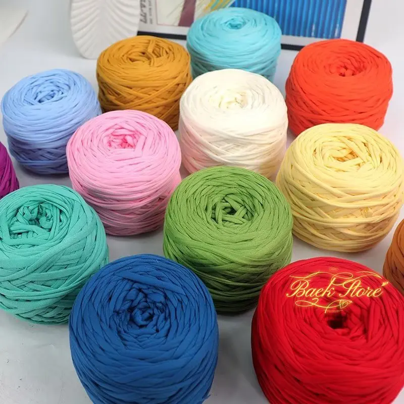 Fancy Fabric Strip Thread Plain Colour Printed Fabric Yarn Soft Elastic Slipper Doll Knitting DIY Hand-knitted Crochet Material