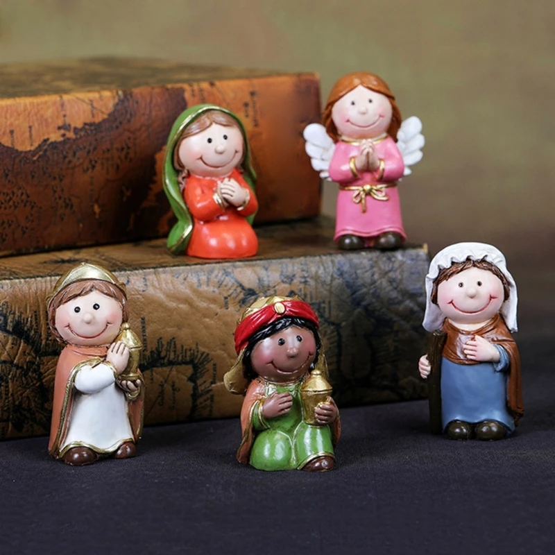 คริสต์มาส Crib ตุ๊กตา Miniatures เครื่องประดับโบสถ์ของขวัญตกแต่งบ้าน