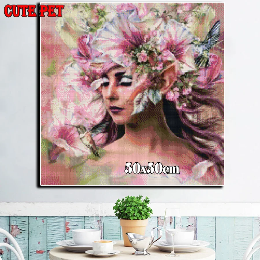 Fantasy Fruit Flower Girl 5D Diamond Painting Full Square New Arrival Woman Diamond Embroidery Sale Flower Mosaic Sale Wall Art