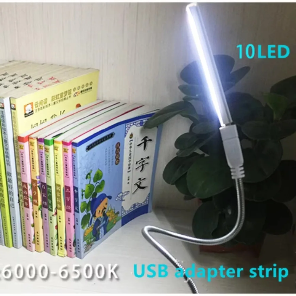 Mini LED Table Lamp  Portable Aluminuw Shell Dimmable 10/20LEDs Night Light Bendable Extension Pole US Plug Adapter Book Light