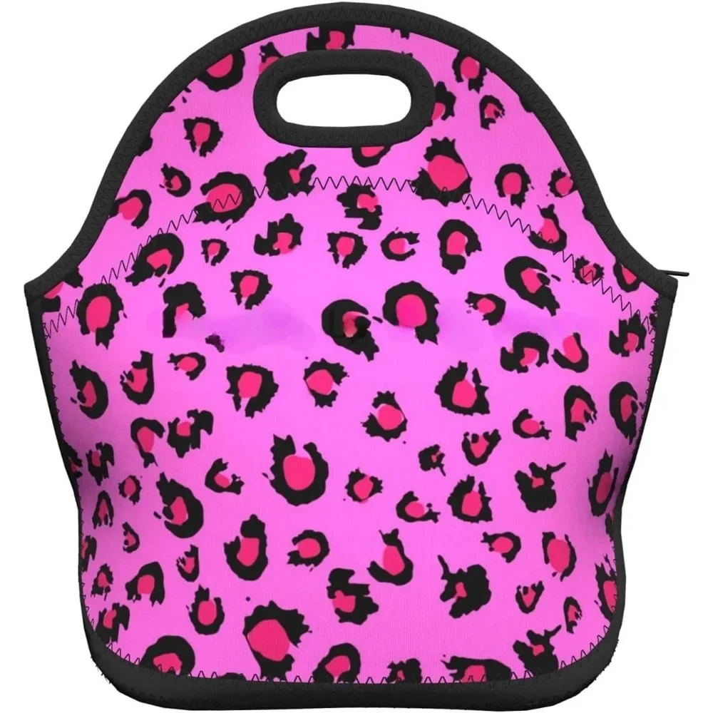 Leopard  Neoprene Lunch Bag Waterproof with Reusable Large Capacity Outdoor Picnic