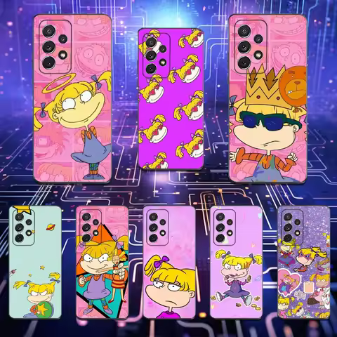 R-Rugrat Chuckie A-Angelica Phone Case For Samsung S25,S24,S23,S22,S21,S20,S10,Ultra,Plus,Lite,FE,Soft Silicone Black Cover