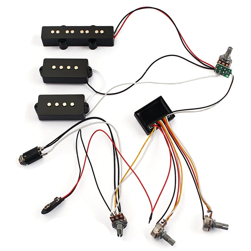 

3 Band Equalizer EQ Preamp Circuit Bass Guitar Tone Control Wiring Harness and JP Pickup Set for Active Bass Pickup