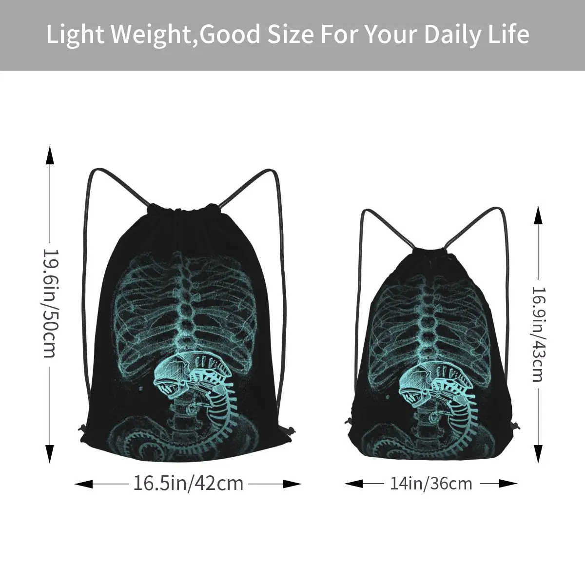 Radiography Alien Backpacks Casual Drawstring Bundle Pocket Sports Bag Book Bags for Man Woman Students