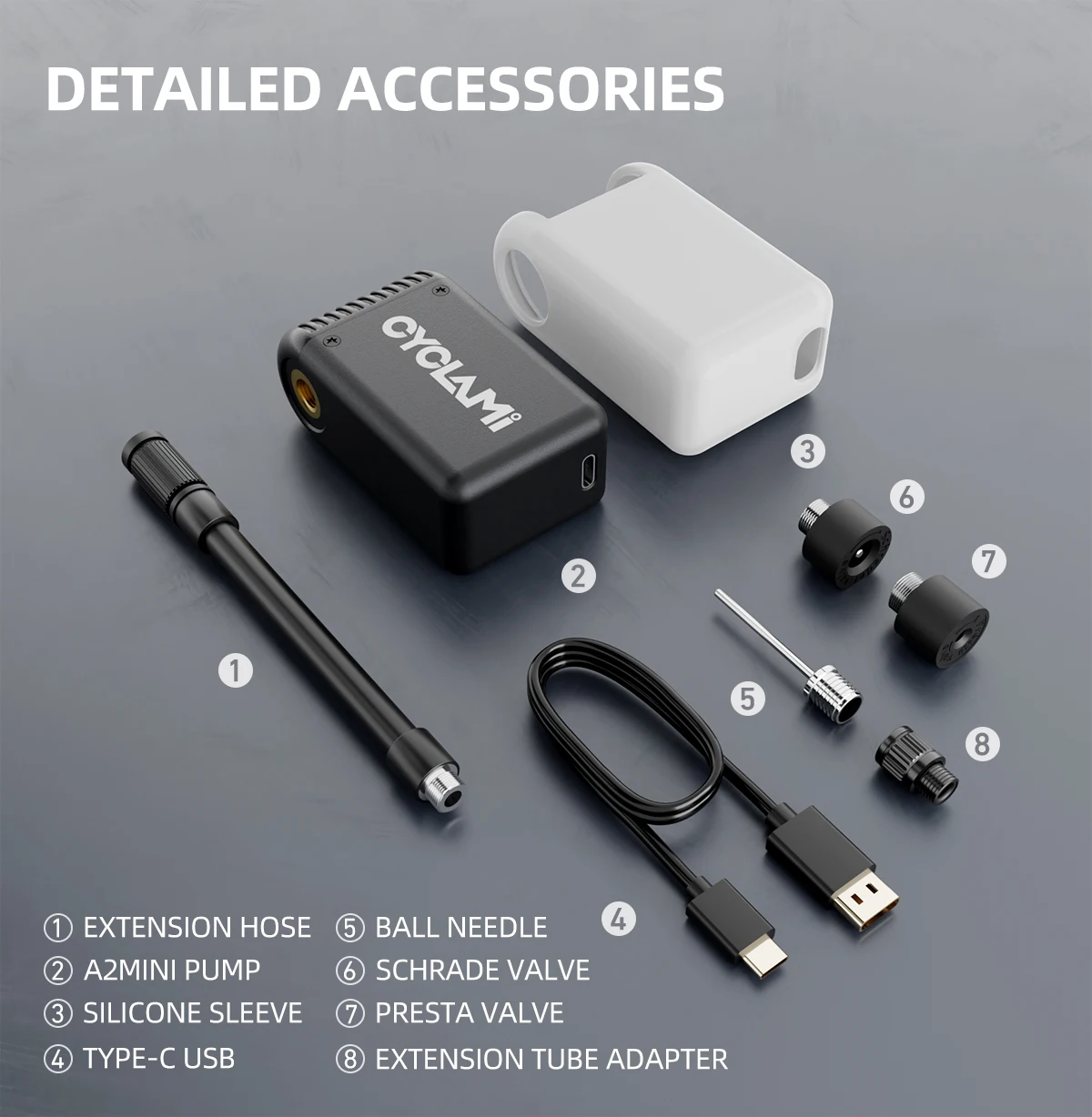 CYCLAMI A2 Mini Elektrische Luftpumpe Tragbare Fahrrad Cordless Air Inflator Presta Schrader Ventil Outdoor Road MTB Fahrrad Zubehör – Detail 9