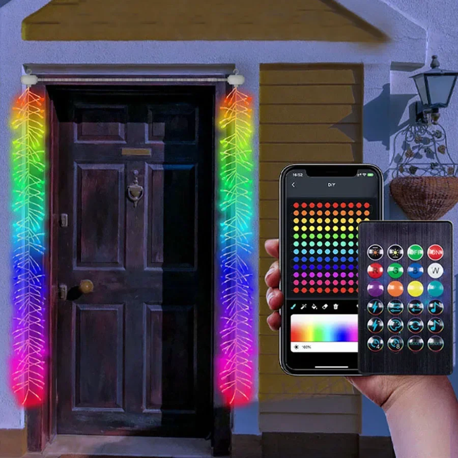 

2 IN 1 1.65M Smart App Firecracker String Light Dreamcolor Electronic Firecracker New Year APP Control Christmas Garland Light