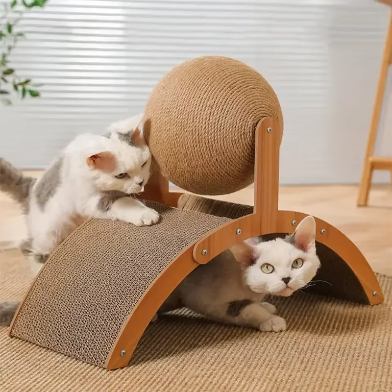 Wooden Sisal Cat Scratching Ball 1