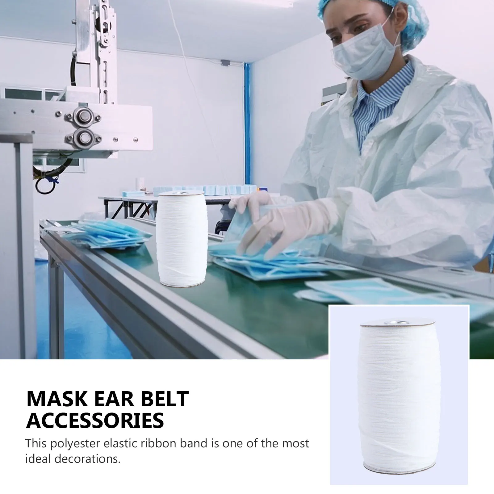 

1 Roll 180M Flat Elastic Ribbon Band Polyester Face Mask Strap Clothing Accessories Sewing Belt Decor Diy Supplies 4Mm White