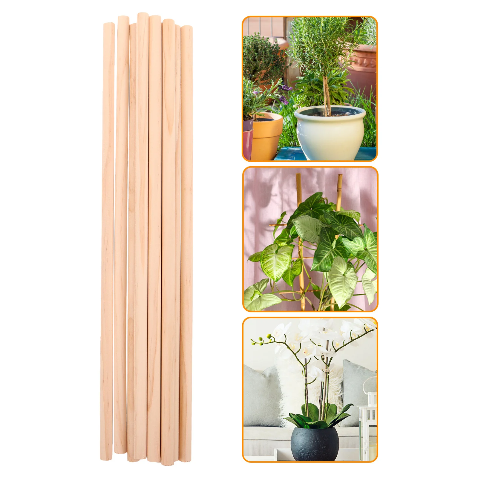 

10Pcs Wooden Garden Stakes Plant Support Poles for Climbing Flowers Tomato Trellis Indoor Outdoor Potted Plants