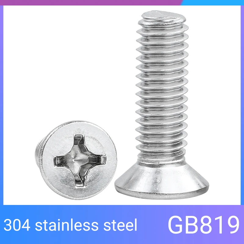 M2 M2.5 M3 M4 M5 M6 Mini Micro Small 304 Stainless Steel Cross Phillips Flat Bolt Countersunk Head Furniture Screw