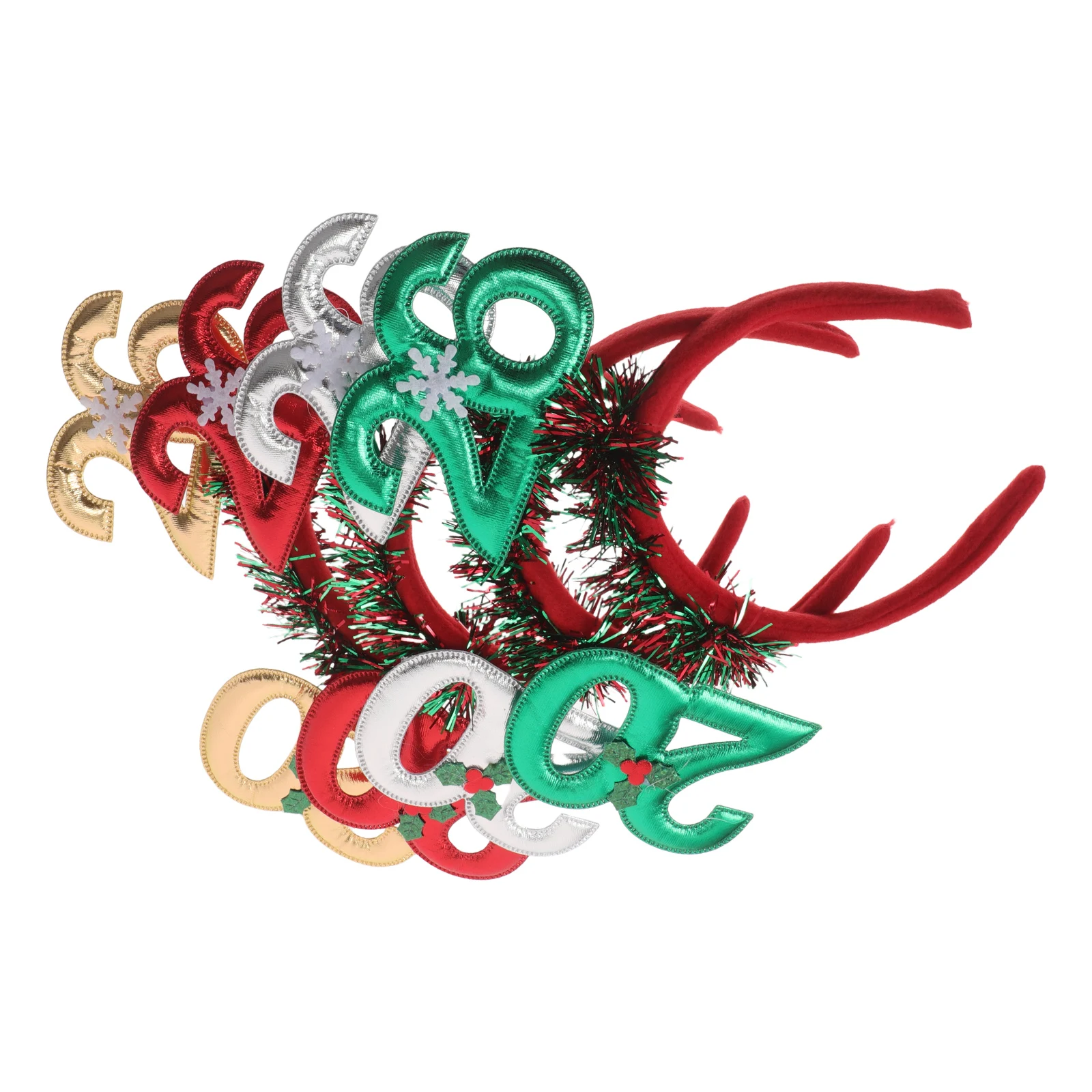 

4pcs 2026 New Year Headband Glitter Festive Party Hair Hoop Snowflake Red Berry Celebration Headwear For Eve Decor Photo Props