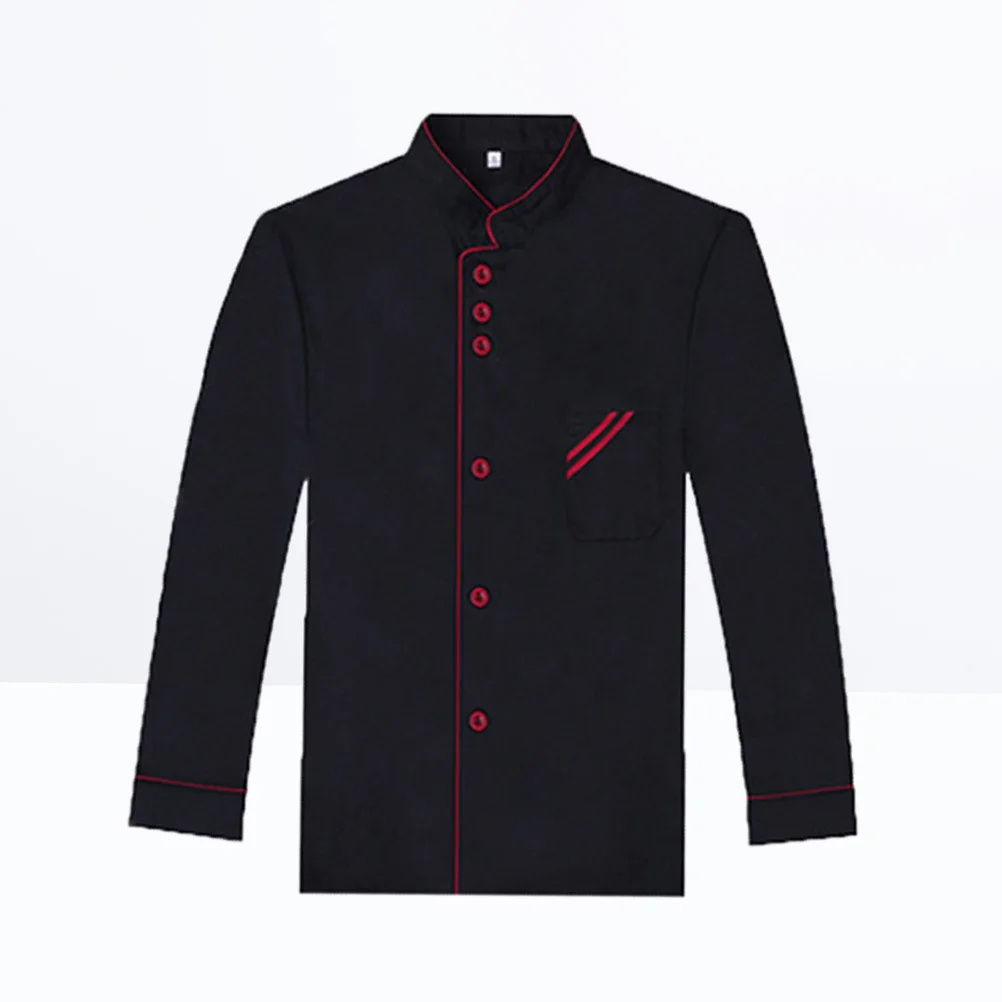 Chaqueta de Chef de manga larga Unisex con cuello levantado, camisa de Catering transpirable para panadería, Hotel, restaurante, talla Xl, color negro