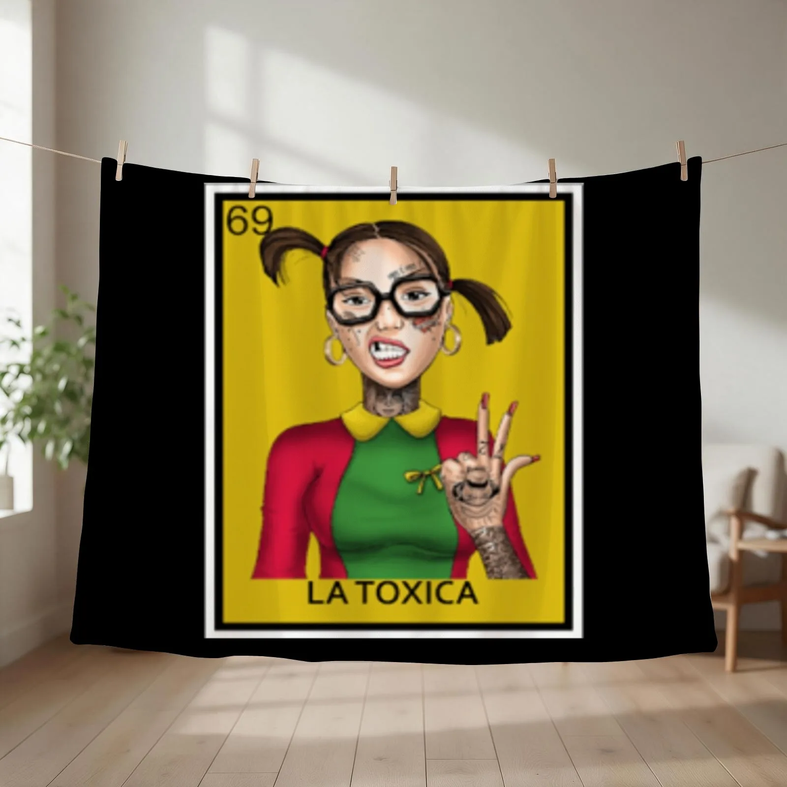 loteria, la toxica, Chilindrina, mexican bingo, latino, Throw Blanket couch cozy soft plush fuzzy picnic outdoor blanket