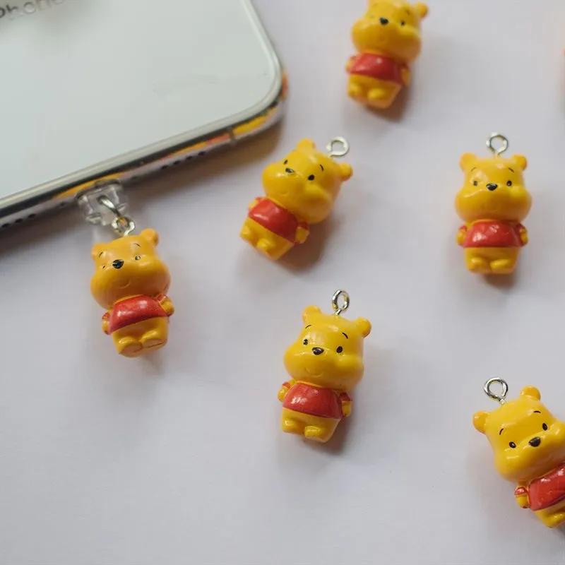 Potdemiel 3D Winnie Resin Phone Anti-Dust Plug For iPhone Samsung Xiaomi Type C Android Charging Port Protectors Dustplugs