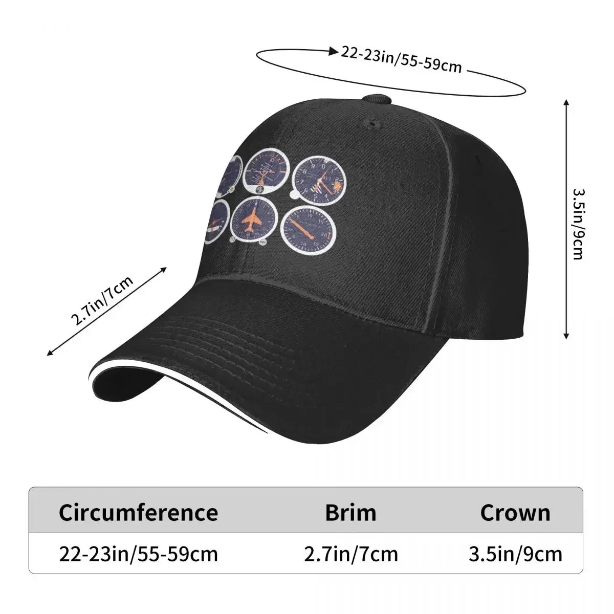 2026 Basic Six Flight Instruments Cap Fashion Casual Baseball Caps Adjustable Hat Hip Hop Summer Unisex Baseball Hats