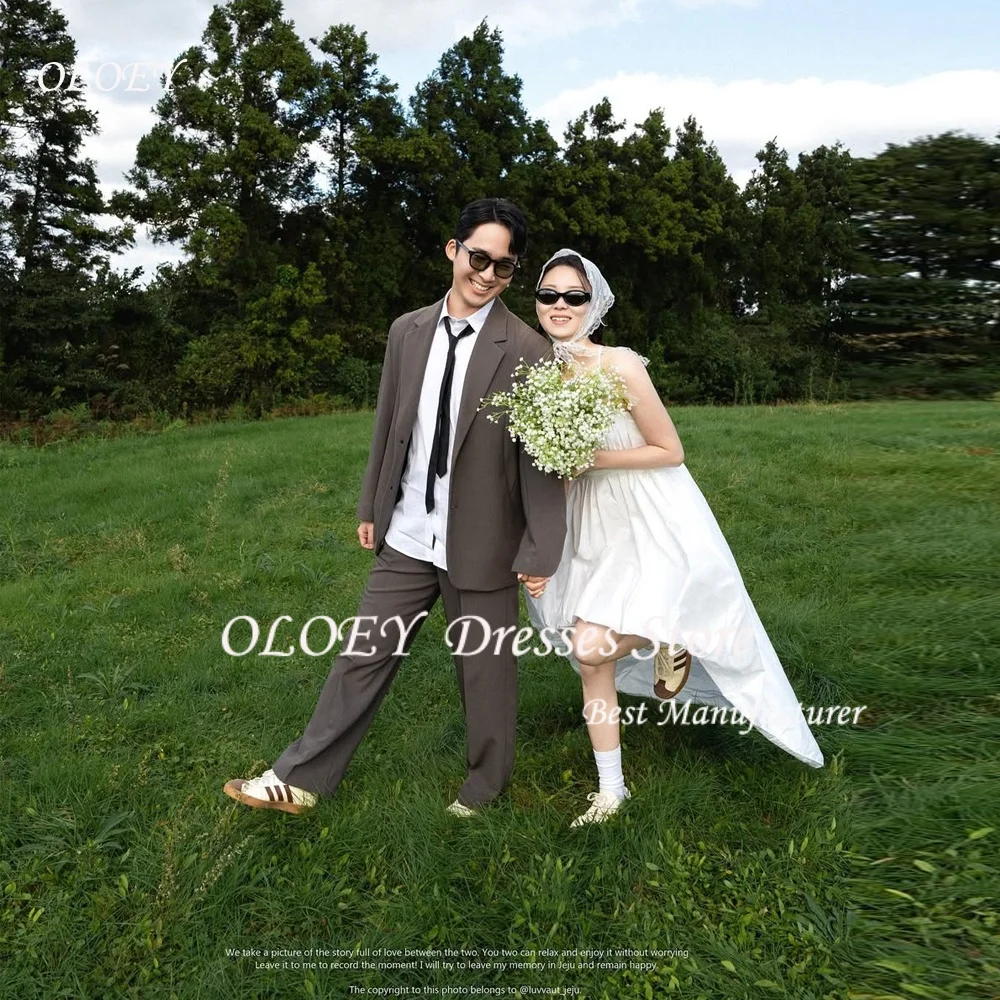 

OLOEY Elegant Wedding Photo Shoot Dress Strapless Korea Bridal Gowns Front Short Back Long Corset 웨딩드레스 Customized 2026