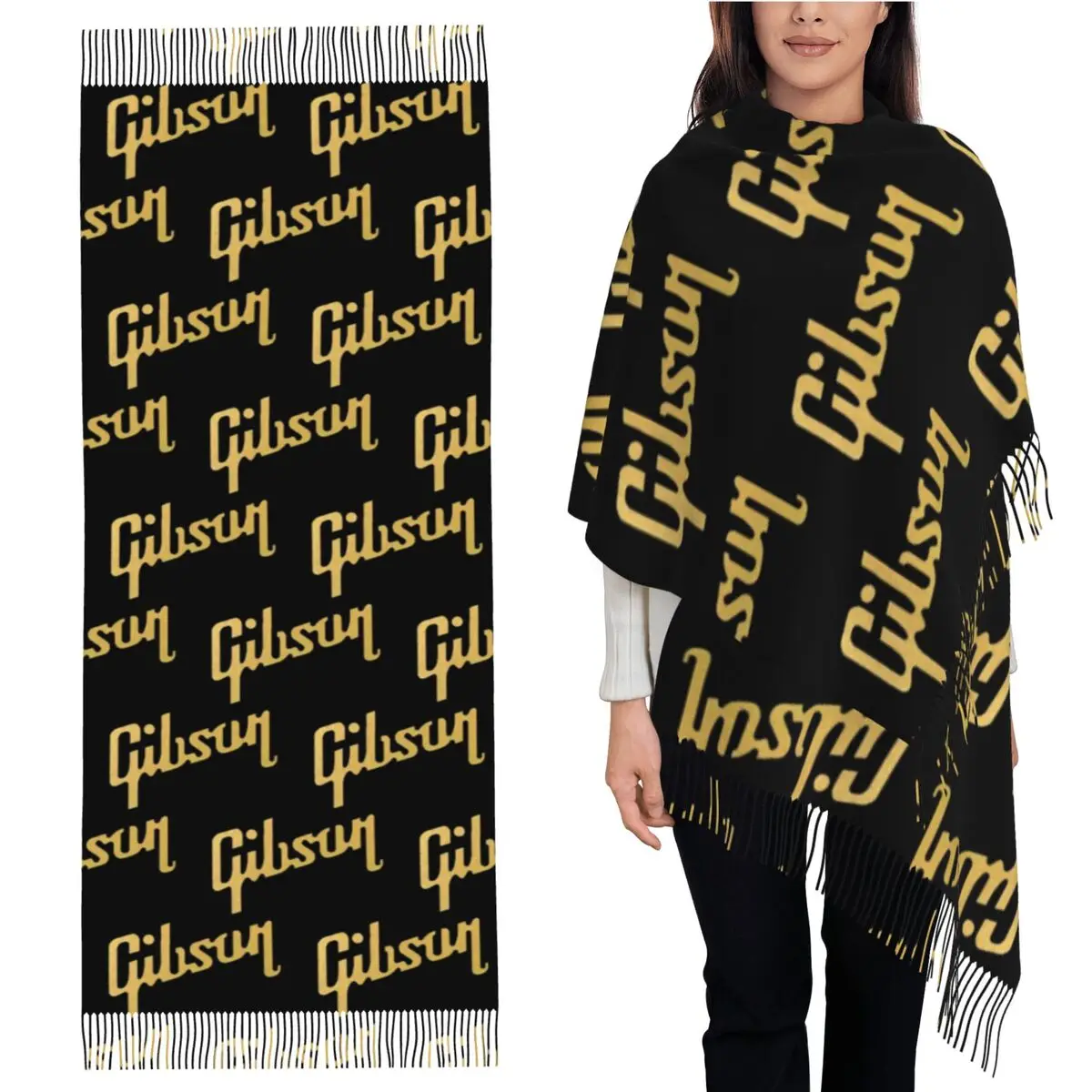 

ЗОЛОТОЙ шарф GIBSON, шарфы с кисточками, женские мягкие теплые шали и накидки, длинная осенне-зимняя шаль