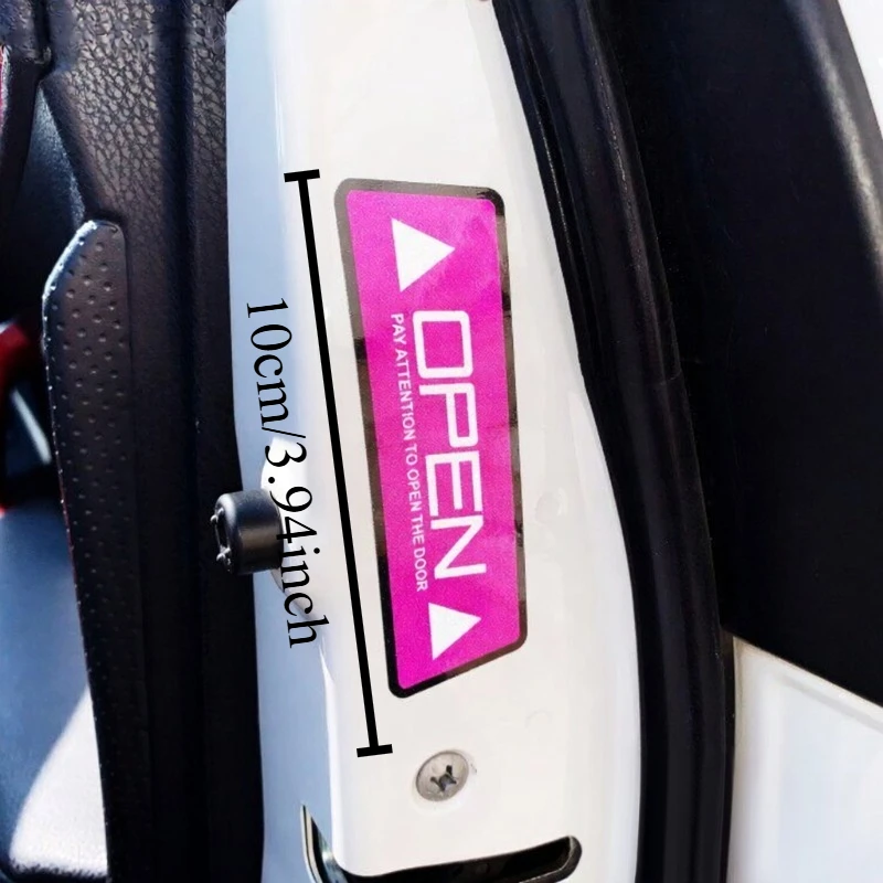 2pcs OPEN Door Warning Vinyl Sticker, Waterproof UV‑Resistant Decal For Car Motorcycle Side Safety Decor, Holiday Gift