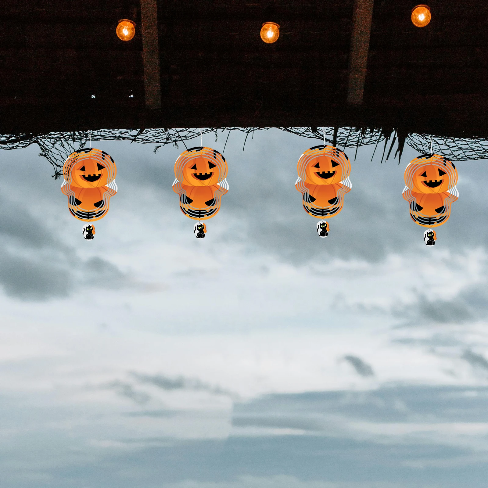 

Blank Wind Spinner Sublimation Aluminum Wind Chime DIY Halloween Skull Design Double-Sided Durable Hanging Garden Door