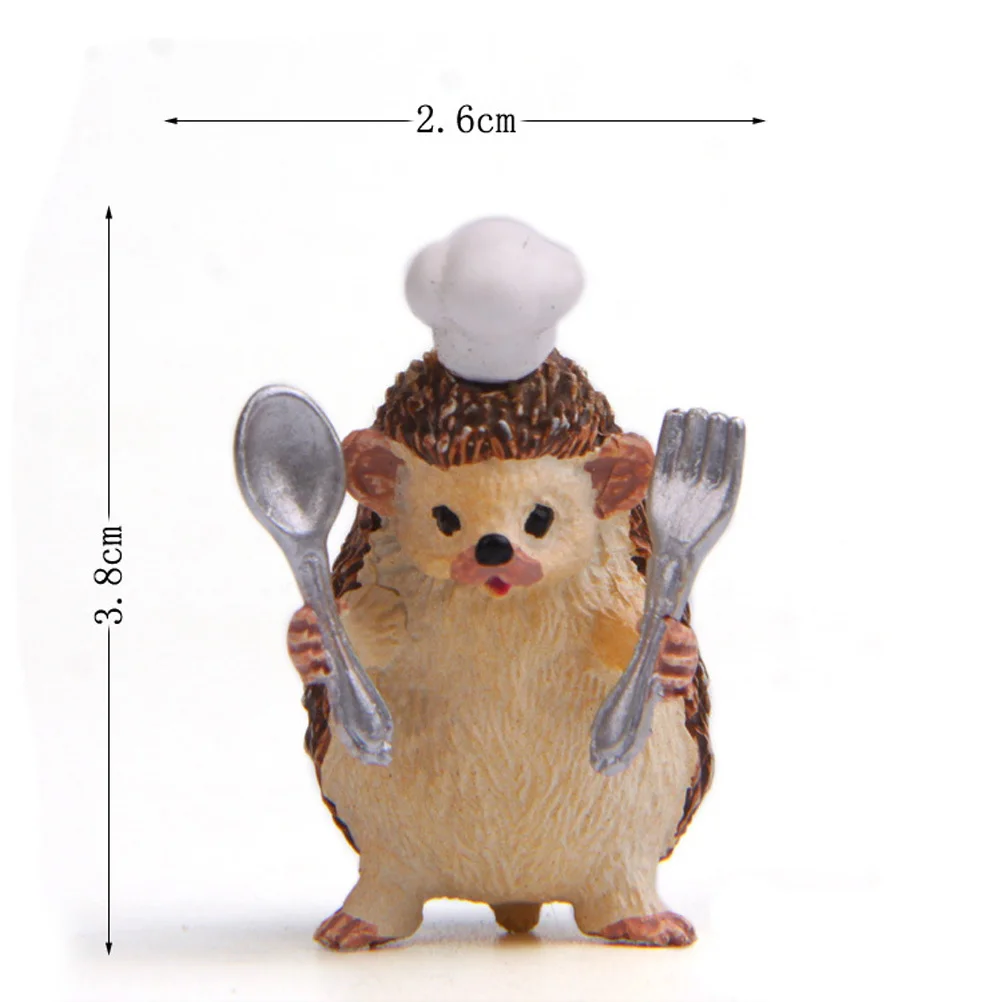 귀여운 고슴도치 장식 세트 케이크 토퍼 베이킹 테마 파티 정원 장식 거실 선반 장식에 이상적