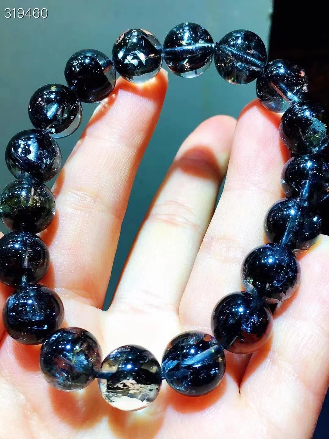 Natural Black Rutilated Quartz Herkimer Diamond Bracelet Clear Round Beads Crystal Woman Man Gift Jewelry AAAAAAA