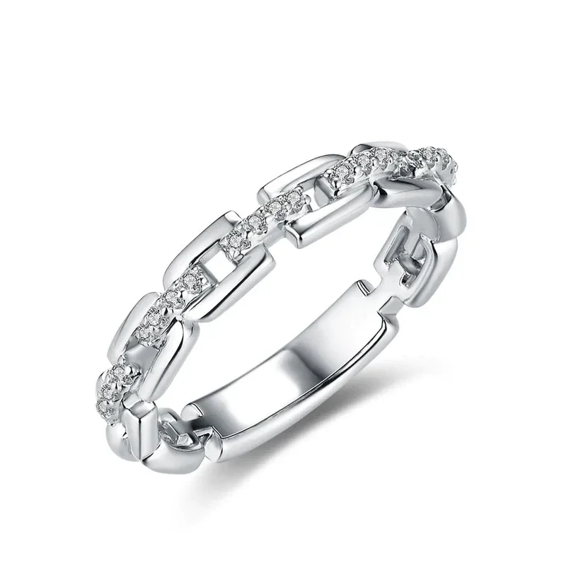 CAOSHI Sparkling Chain Shape Bridal Wedding Rings for Women Three Color Available Delicate Finger Accessories Statement Jewelry