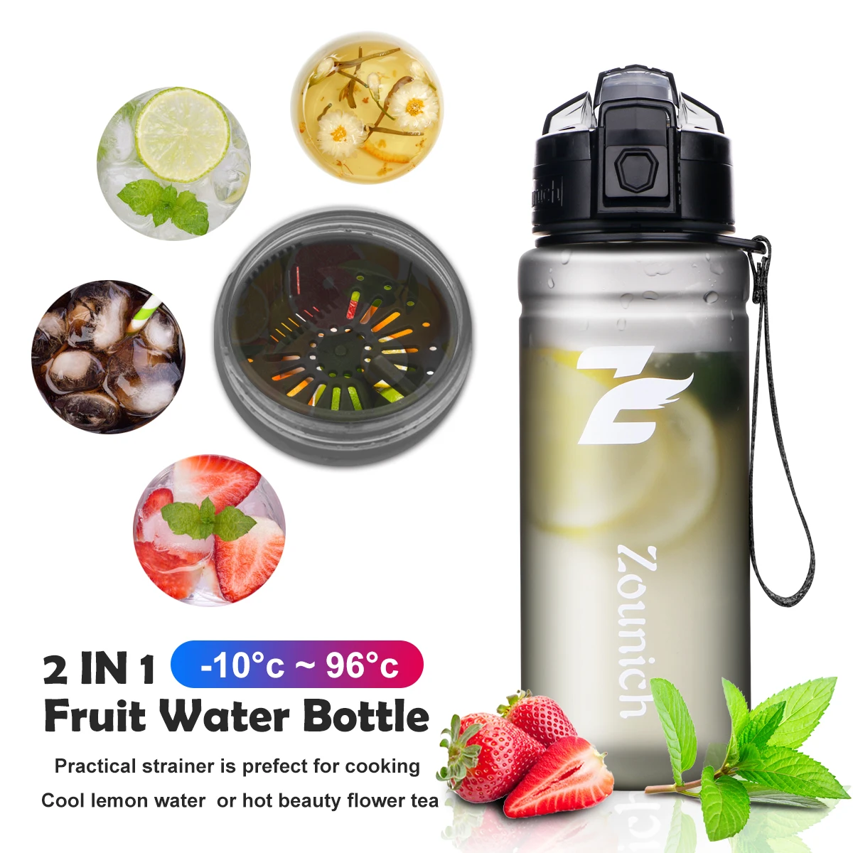 ZOUNICH High Quality Water Bottles Outdoor Sport Portable Leakproof Shakers Tritan Drinkware BPA Free