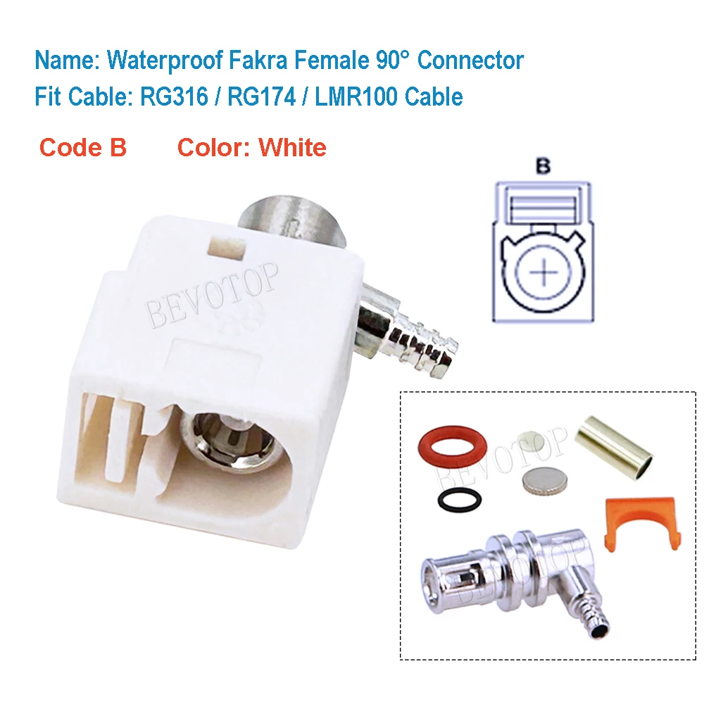 Imagem -03 - Conector Fêmea do Fio do Ângulo Direito 90 ° Jack 50ohm Cabo para Rg174 Rg316 Lmr100 Fakra a b c d f g h i k z Novo Impermeável 10 Pcs por Lote