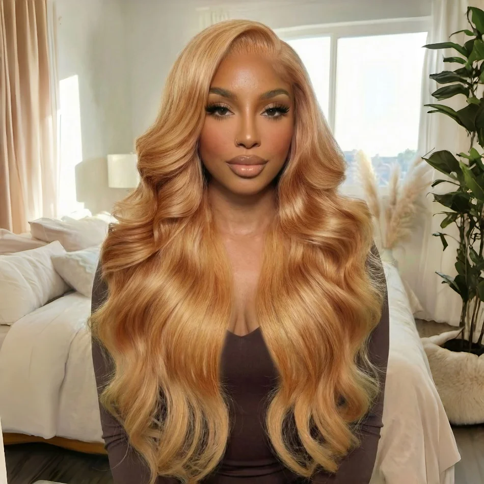 

Body Wave Human Hair Wigs 13x6 hd Lace Frontal Wig Honey Blonde Human Hair Wigs 13X4 Lace 27# Colored Human Hair Wigs For Women