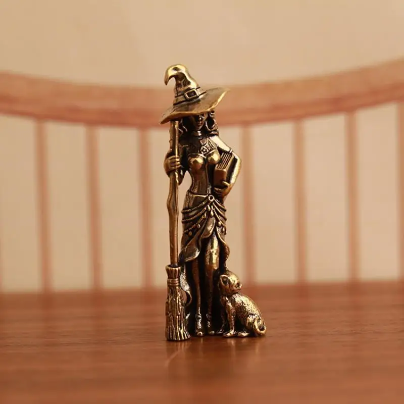 (BF06)1Pcs Retro Beautiful Wizard Characters Figurines Brass  Magic Witch Small Statue Desktop Decoration Crafts Home Ornament