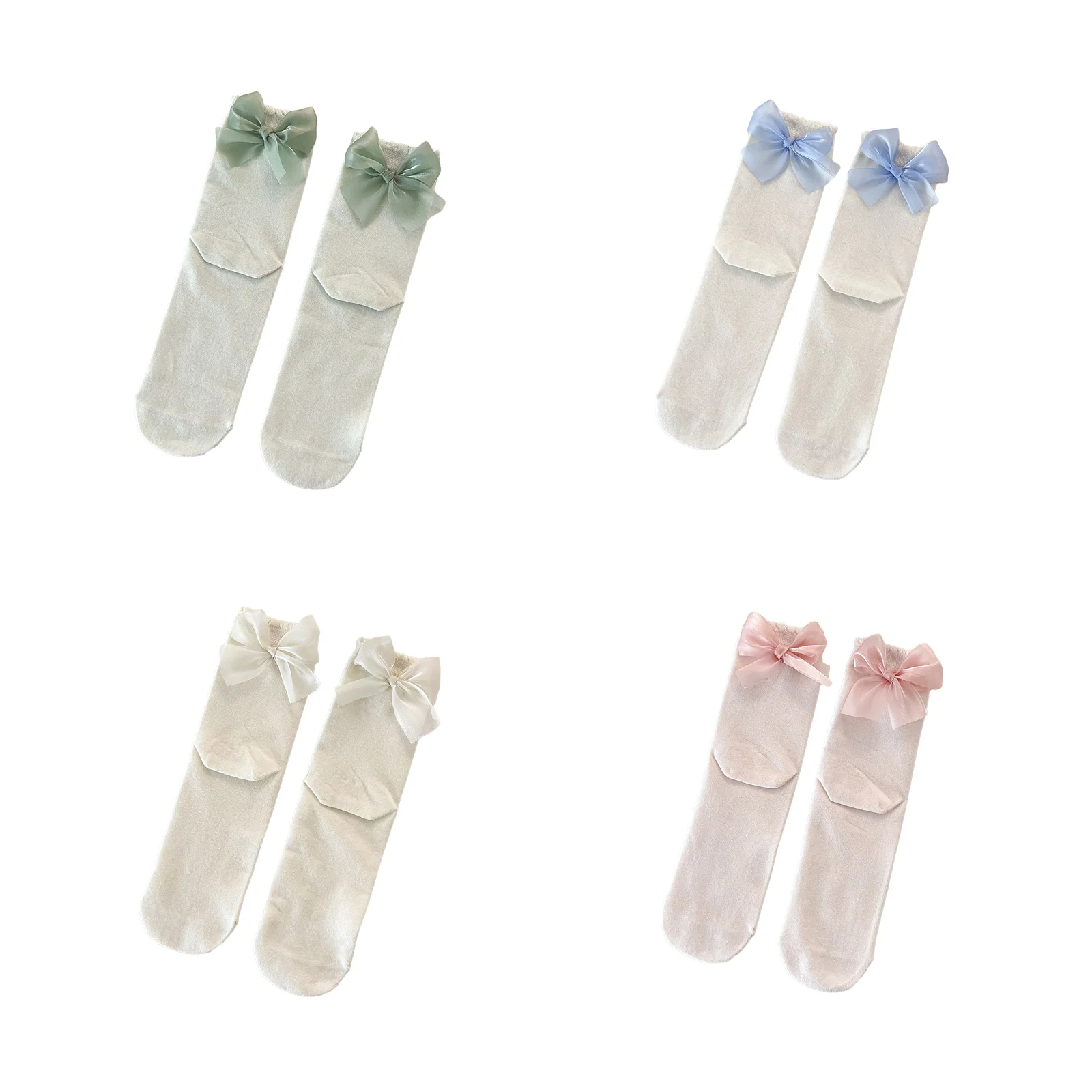 

Women's milk white lace socks 4-color combination pack (1 pair each of green/blue/white/pink)