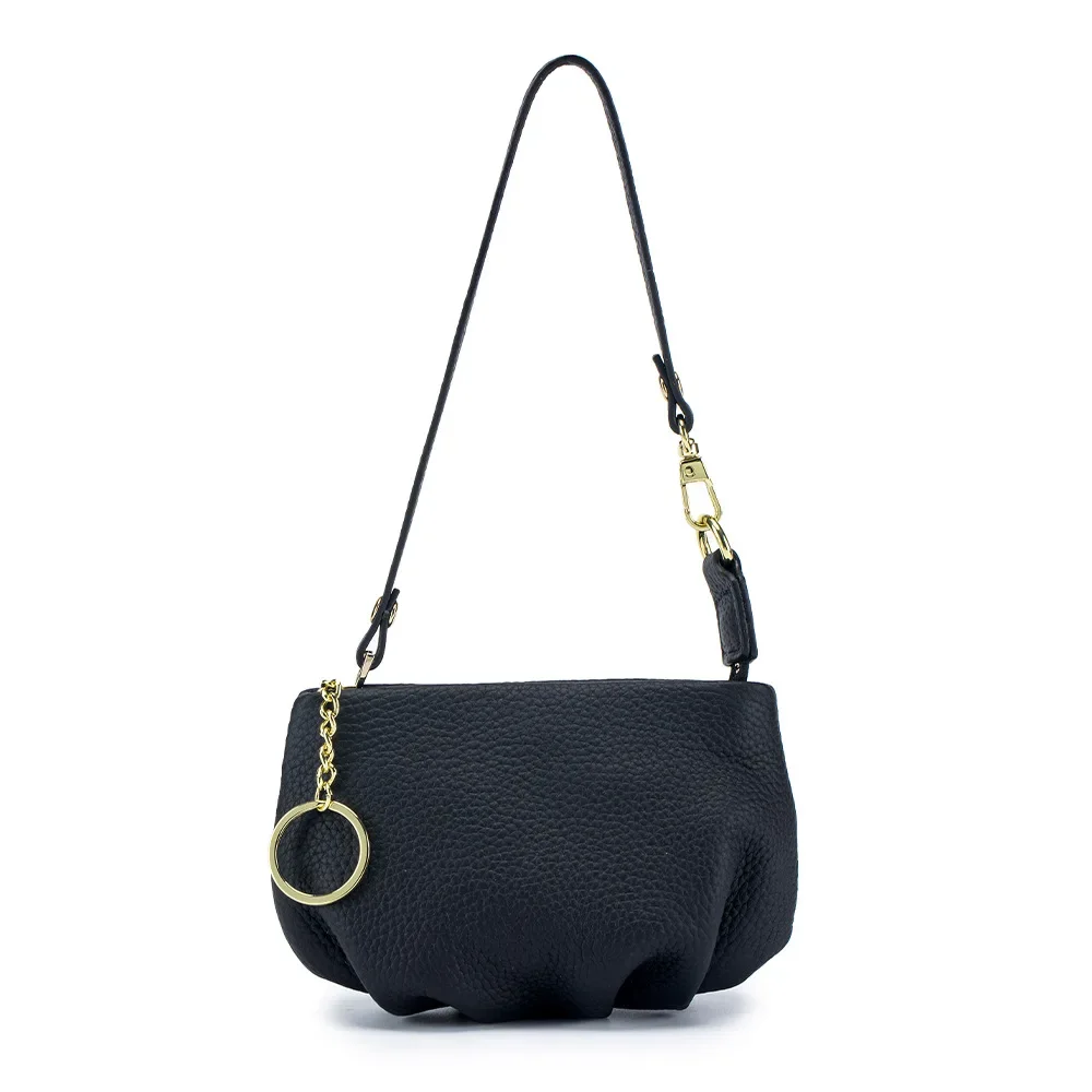 Bolso pequeño de cuero de nailon a la moda, Mini bolsa de cuero de vaca informal, bolso cruzado a cuadros para teléfono móvil, bolso de Dumplings