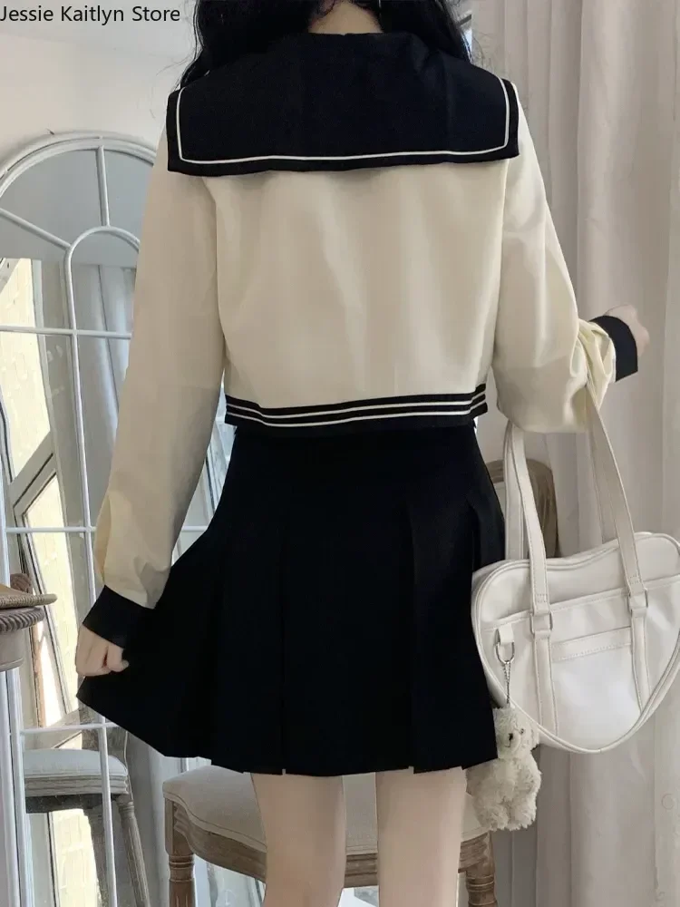 Japanese Autumn Women Pleated Cosplay Cute Long Sleeve School Kawaii Mini Sailor Top Korea And Girl Uniform Set