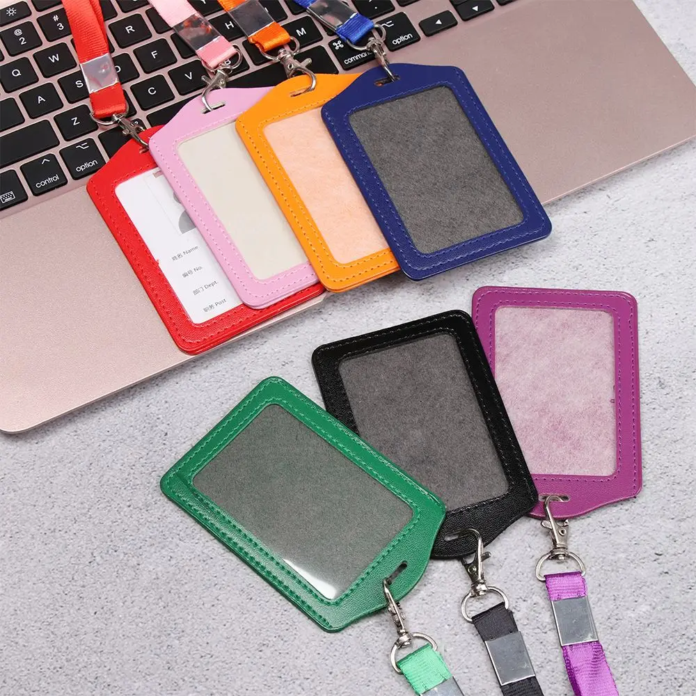 Multi colored PU Leather Office Supplies Protective Shell Card Sleeve Bus ID Holders Name Card Holders