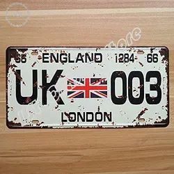 Retro License Car Plates Uk-003 London England Vintage Metal Tin Signs Garage Painting Plaque Sticker garage decor