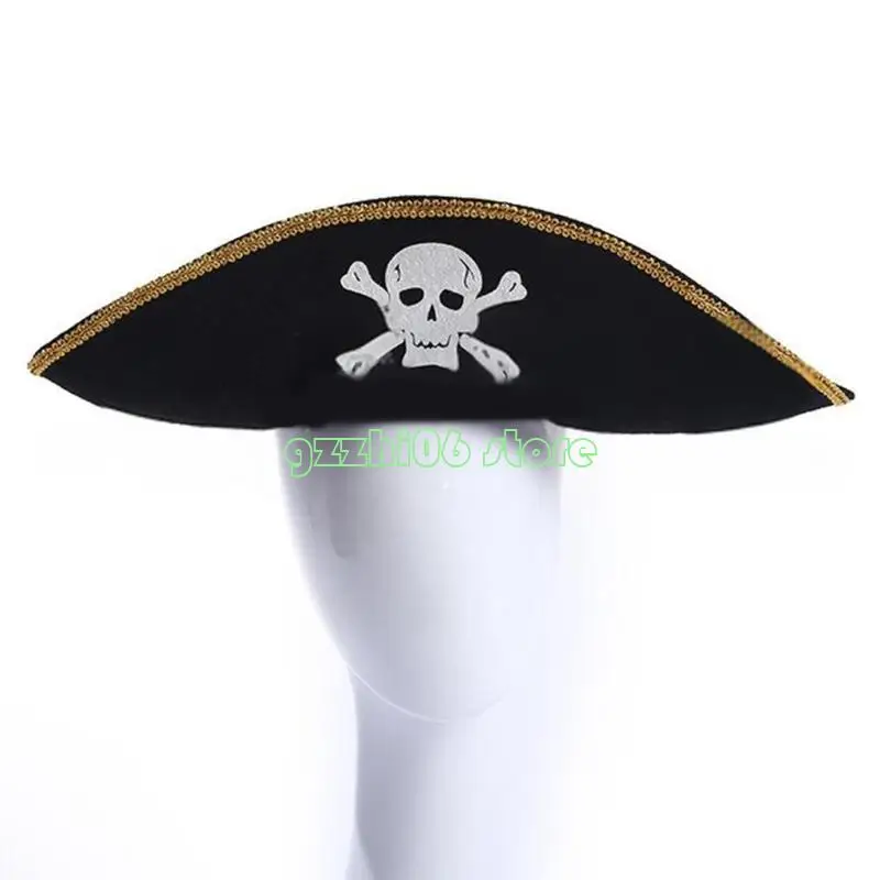 T5UF Stage Performances Pirate Hat for All Age Halloween Party Captain Hat Theme Party Hat Masquerade Dress Up Hat