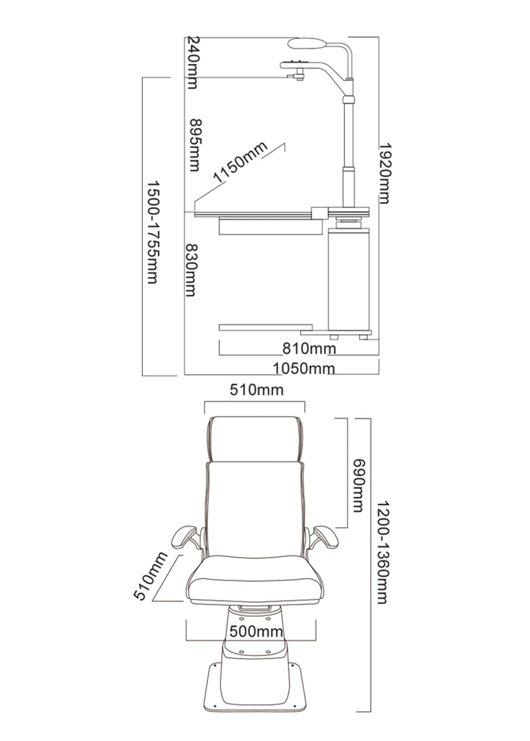 SJ Optics Optical Instruments Ophthalmic Chair and Stand Unit Combined Table S-980B