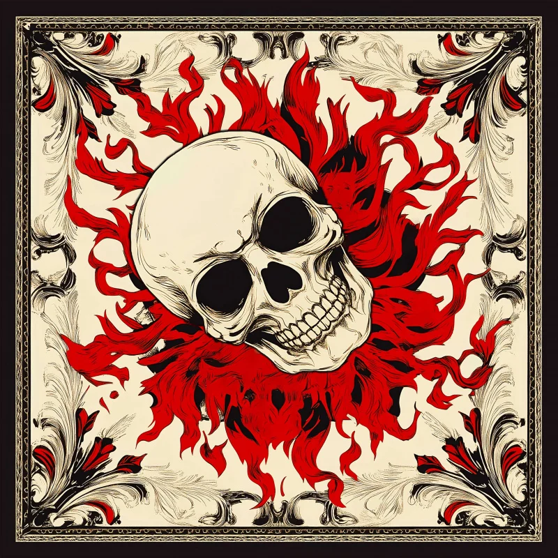 Dark Gothic Flame Skull Scarf Vintage Motorcycle Style with Gorgeous Patterns, Rock And Roll Street Style Decorative Accessory