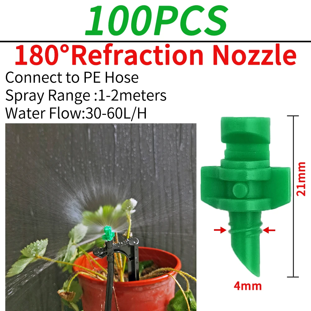 OASIS 100PCS 90/180/360 Degree Refraction Nozzle Garden Sprinkler Agriculture Irrigation Plant Spray Nozzle Misting for Flowers