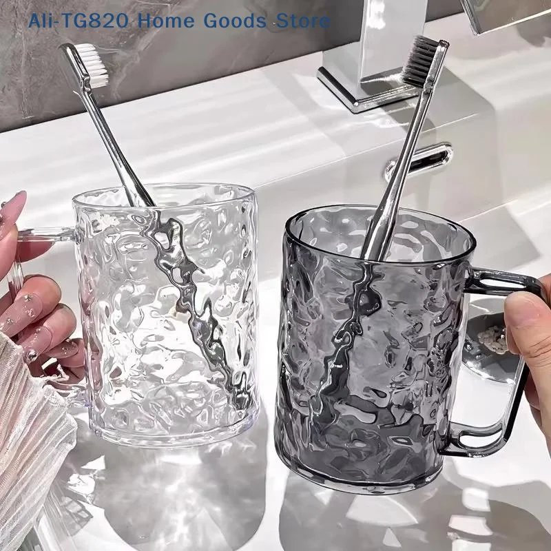 [TG820]Plastic Mouthwash Toothbrush Cup With Handle Home Bathroom Tumblers Portable Mug Transparent Toothbrush Holder