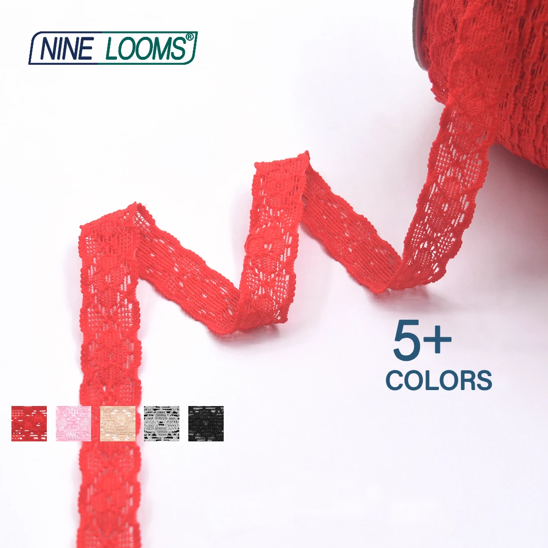 NINE LOOMS Lace Trim Elastic 3/4\