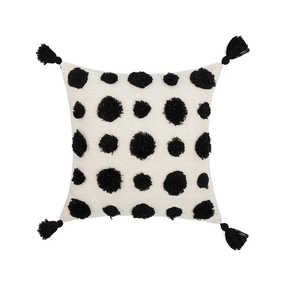 CIFBUY Beige White Tassels Cushion Cover 12x20/18x18 Inch Boho Decorative Throw Pillow Case for Home Square Pillowcase