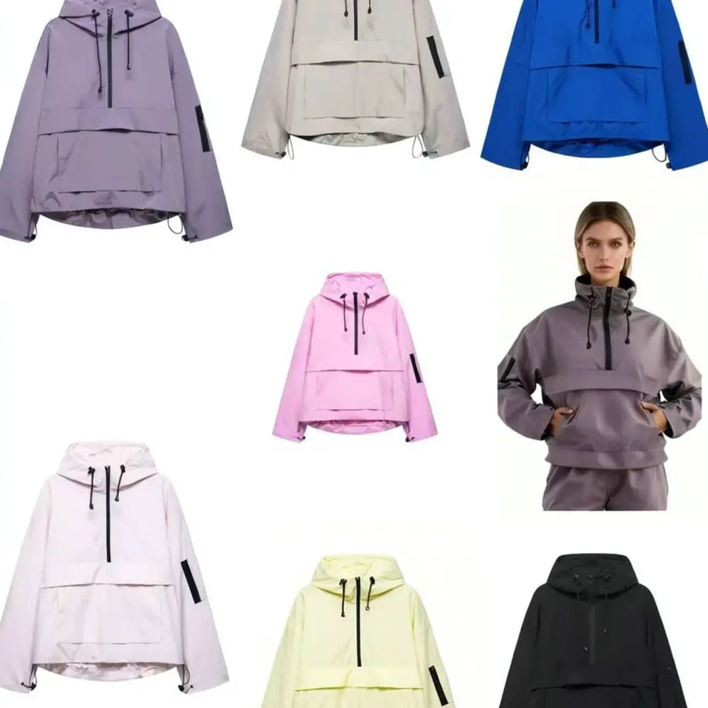 Women Casual Waterproof Utility Jacket Hooded Outdoor Windbreaker Summer Loose Functional Street Style Technical Wear